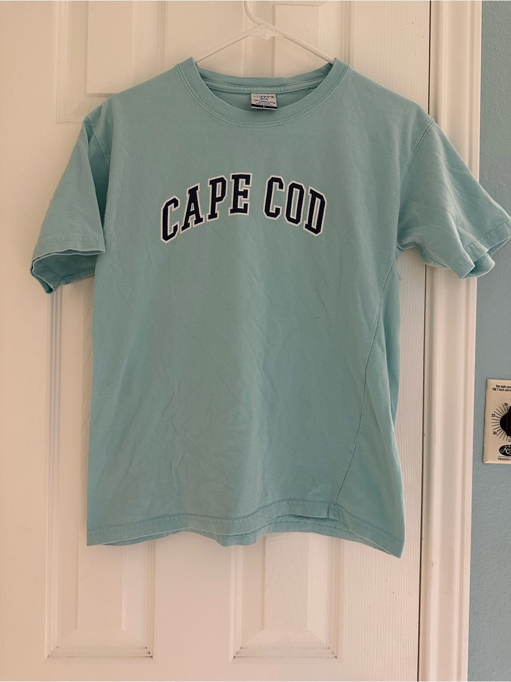 Cuffy’s Aqua Cape Cod Spell Out Cotton Short Sleeve T-Shirt Unisex Kids Large